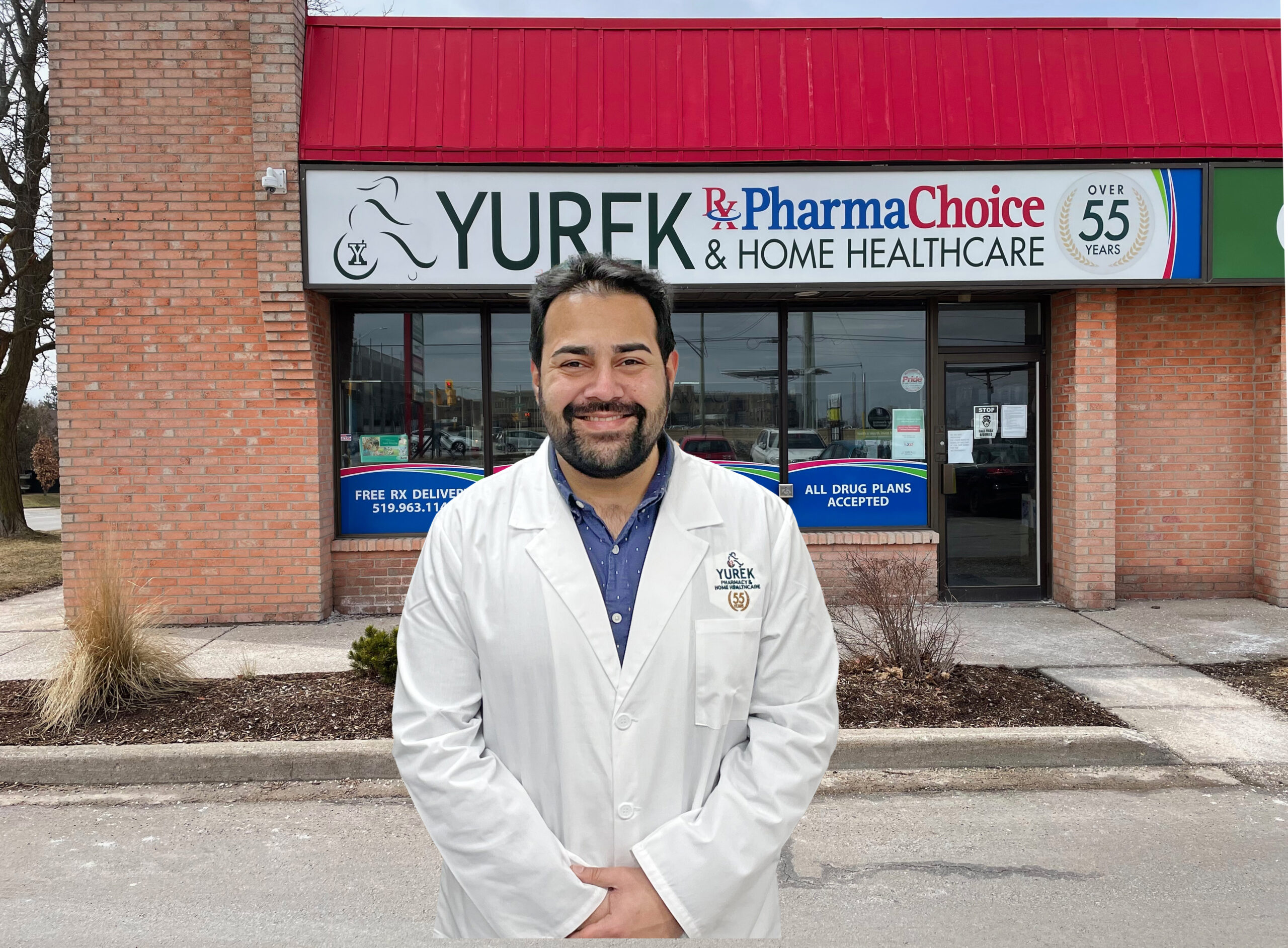 Vishal pharmacist in front of Yurek Pharmacy London